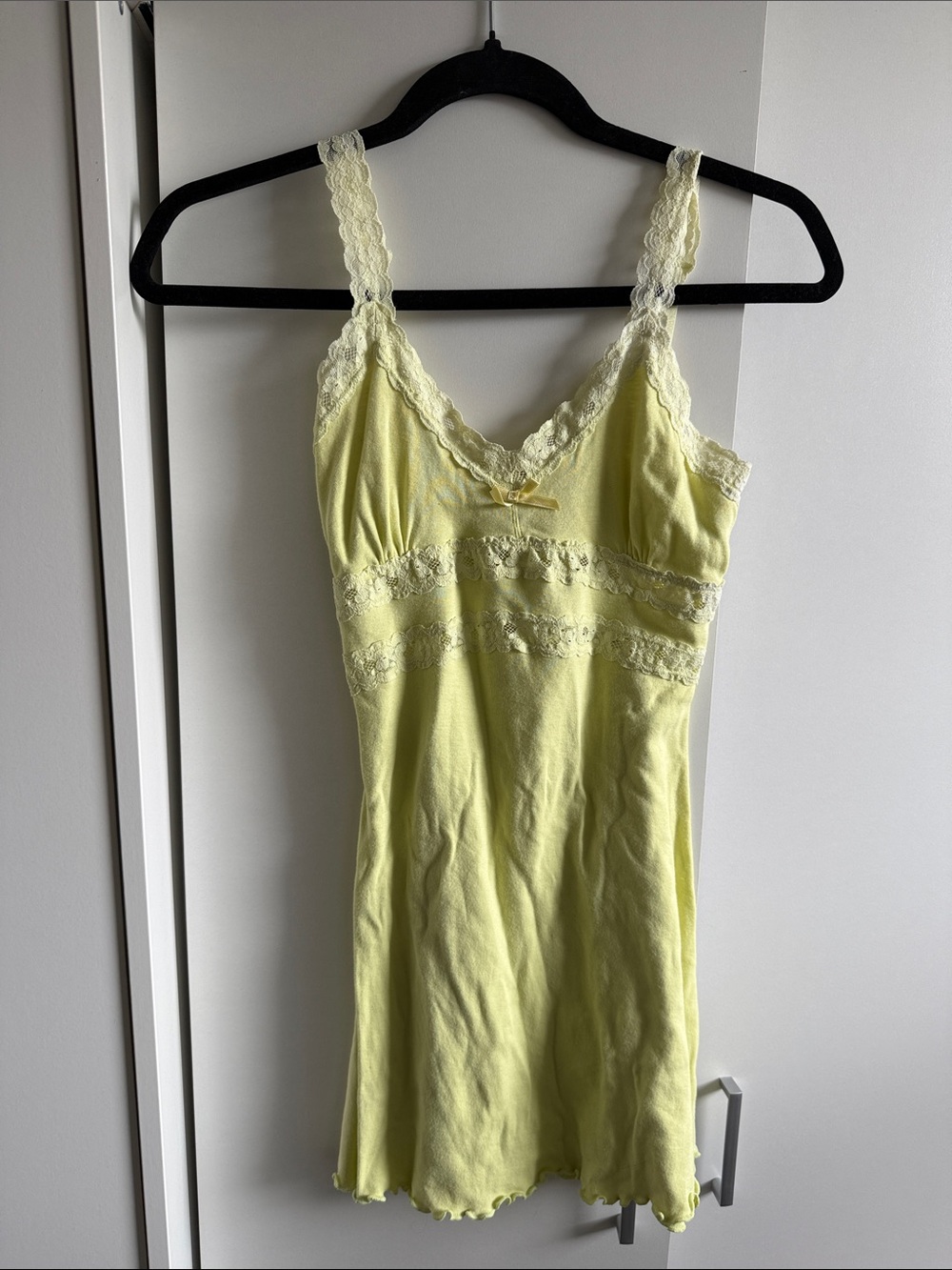 Lace-Trim Lemon Mini Dress - Women’s Dress